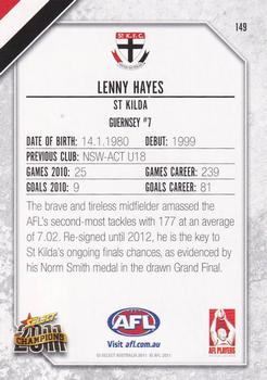 2011 Select AFL Champions #149 Lenny Hayes Back